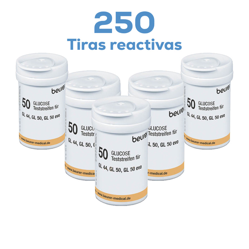 250 Tiras reactivas para glucómetro GL44 digital - Marca Beurer