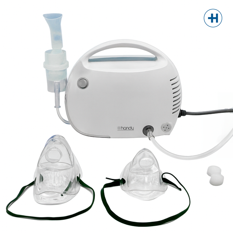 Nebulizador de pistón vertical con mascarillas, para uso ambiental o personal para niño/adulto - Marca Handy