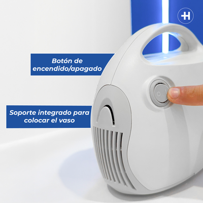 Nebulizador de pistón vertical con mascarillas, para uso ambiental o personal para niño/adulto - Marca Handy