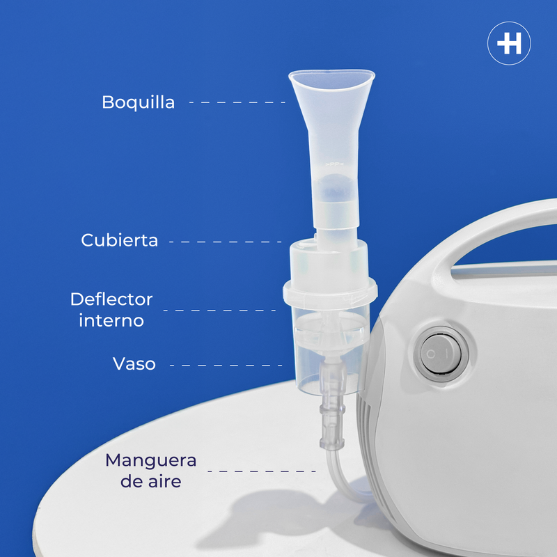 Nebulizador de pistón vertical con mascarillas, para uso ambiental o personal para niño/adulto - Marca Handy