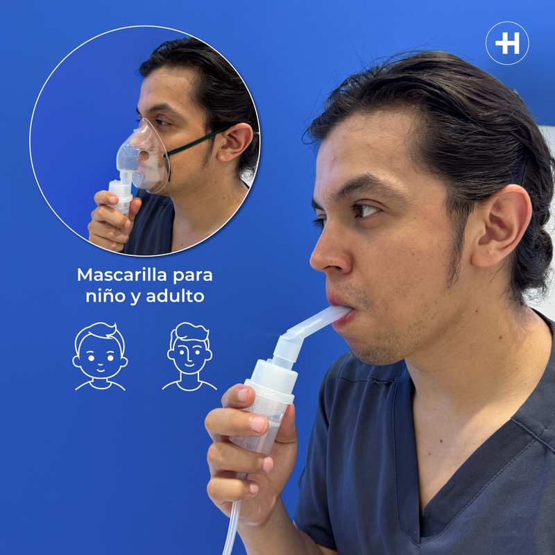 Nebulizador de pistón vertical con mascarillas, para uso ambiental o personal para niño/adulto - Marca Handy