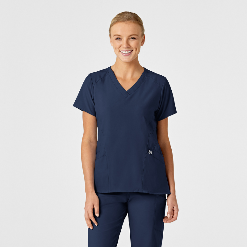 Filipina Médica Estilizada con Cuello "V" Tejido Absorbente de Secado Rápido para Mujer / Uniforme Médico Marca Wink