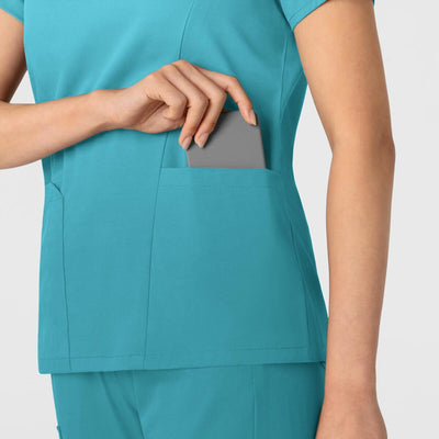 Filipina con cuello en V y dos bolsillos para mujer - Marca Wink