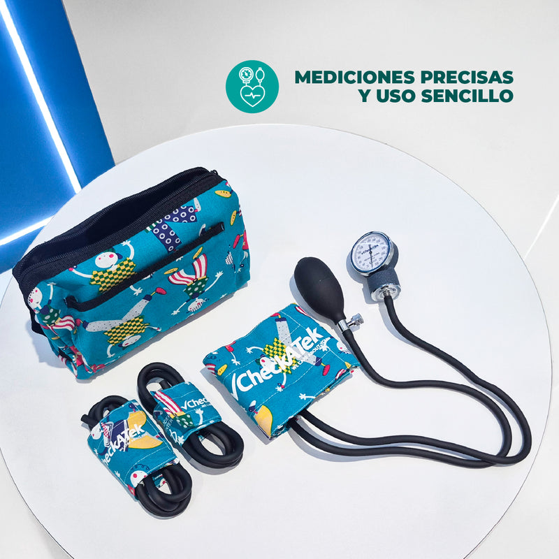Baumanómetro Pediátrico con Set de 3 Brazaletes para Medición para Neonato, Infantil y Pediátrico | Marca Checkatek