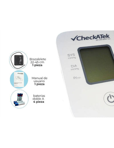Baumanómetro Digital de brazo con pantalla LCD para medir presión arterial con función de voz BD-4 | Marca Checkatek