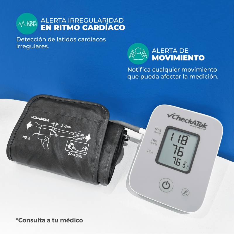 Baumanómetro digital de brazo con pantalla LCD y hasta 80 memorias BD-2 - Marca Checkatek