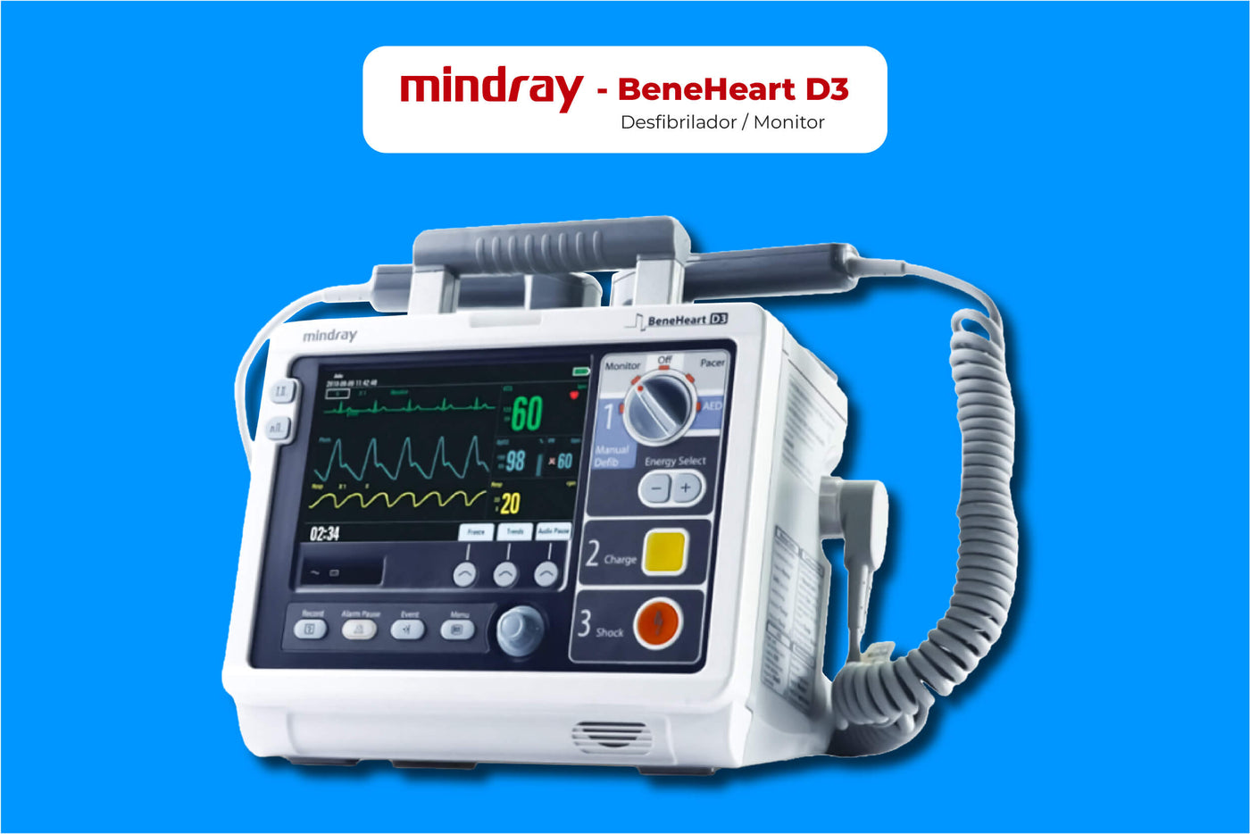 BeneHeart D3 Monitor 4 en 1 Desfibrilación Manual, DEA y Marcapasos ...