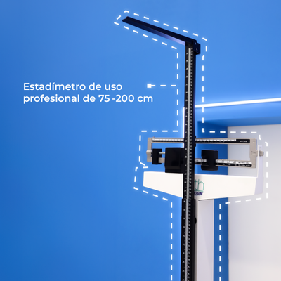 Báscula con Estadímetro de Alta Resistencia incluye plicometro y cinta métrica de regalo Soporta Hasta 200 kg / Báscula de Acero MPS200B Marca Fith