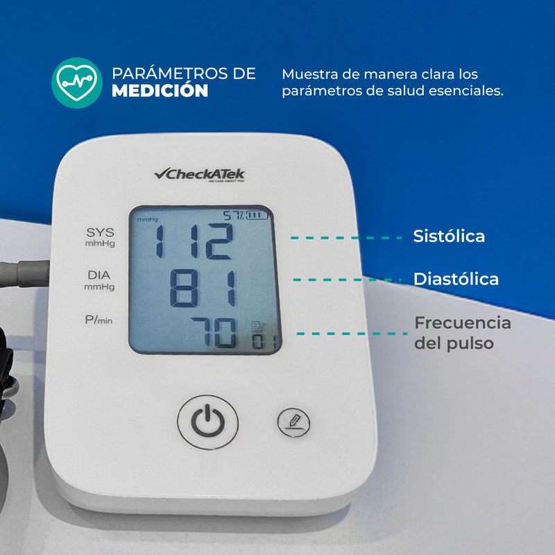 Baumanómetro Digital de brazo con pantalla LCD para medir presión arterial con función de voz BD-4 | Marca Checkatek