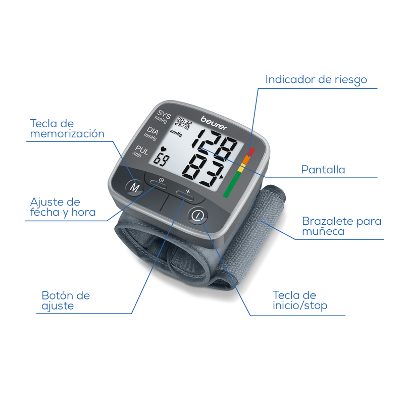 Baumanómetro Digital de Muñeca BC30 monitor de presión arterial para detección de arritmias - Marca Beurer