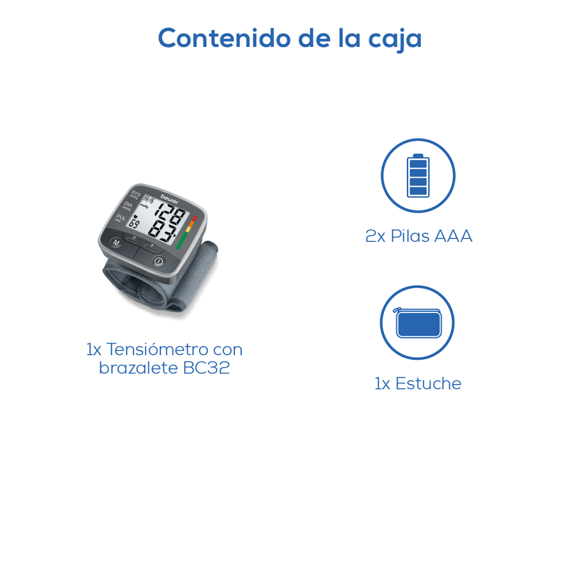 Baumanómetro Digital de Muñeca BC30 monitor de presión arterial para detección de arritmias - Marca Beurer
