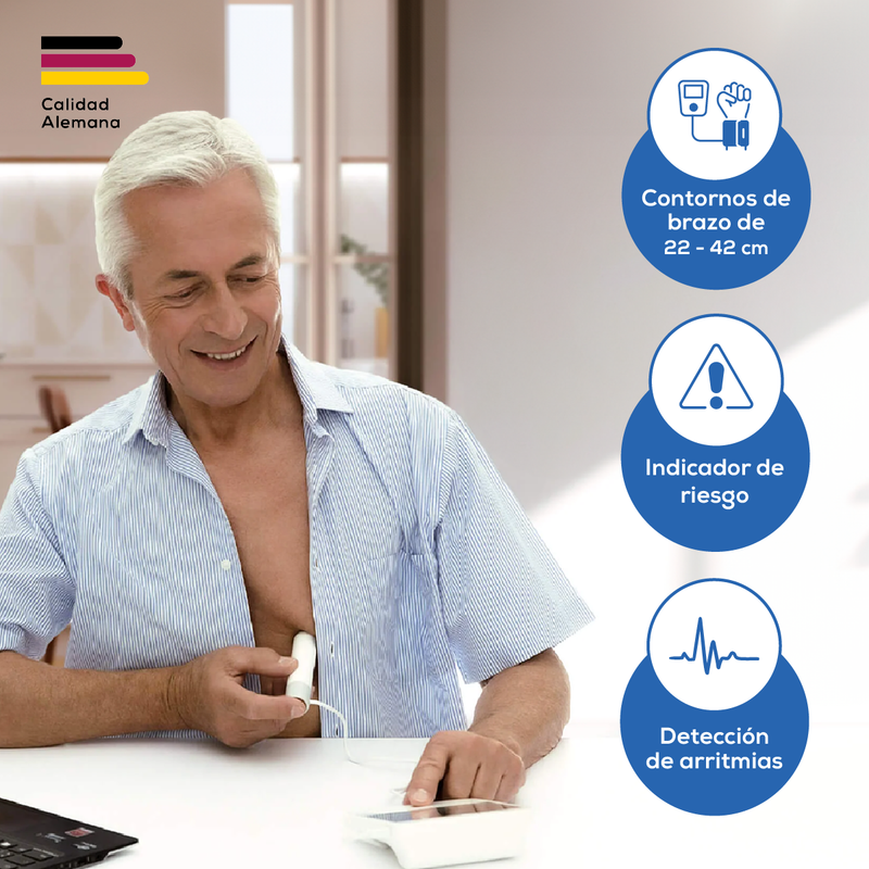 Baumanómetro Digital BM95, con dos funciones, medidor de presión arterial y genera electrocardiograma - Marca Beurer