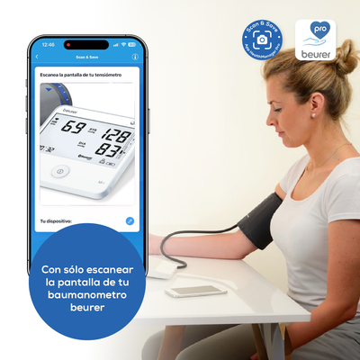 Baumanómetro Digital BM95, con dos funciones, medidor de presión arterial y genera electrocardiograma - Marca Beurer