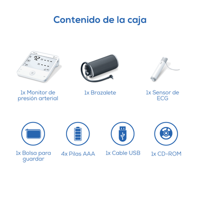 Baumanómetro Digital BM95, con dos funciones, medidor de presión arterial y genera electrocardiograma - Marca Beurer