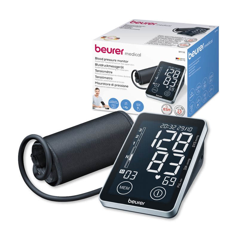 Baumanómetro Digital de brazo BM58, medidor de presión arterial y de pulso de manera automática - Marca Beurer