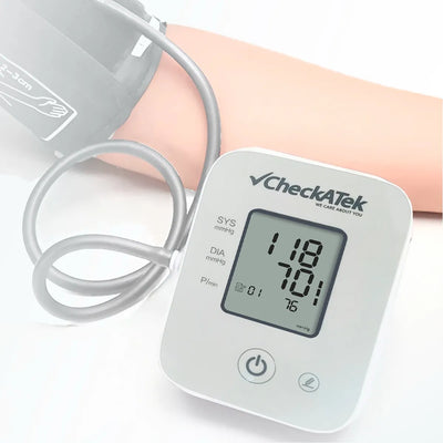Baumanómetro Digital de brazo con pantalla LCD para medir presión arterial con función de voz BD-4 | Marca Checkatek