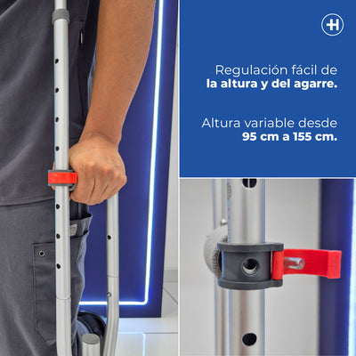Muletas de aluminio ajustables para niño, joven o adulto, soportan hasta 110 KG por su estructura de alta resistencia Marca Handy