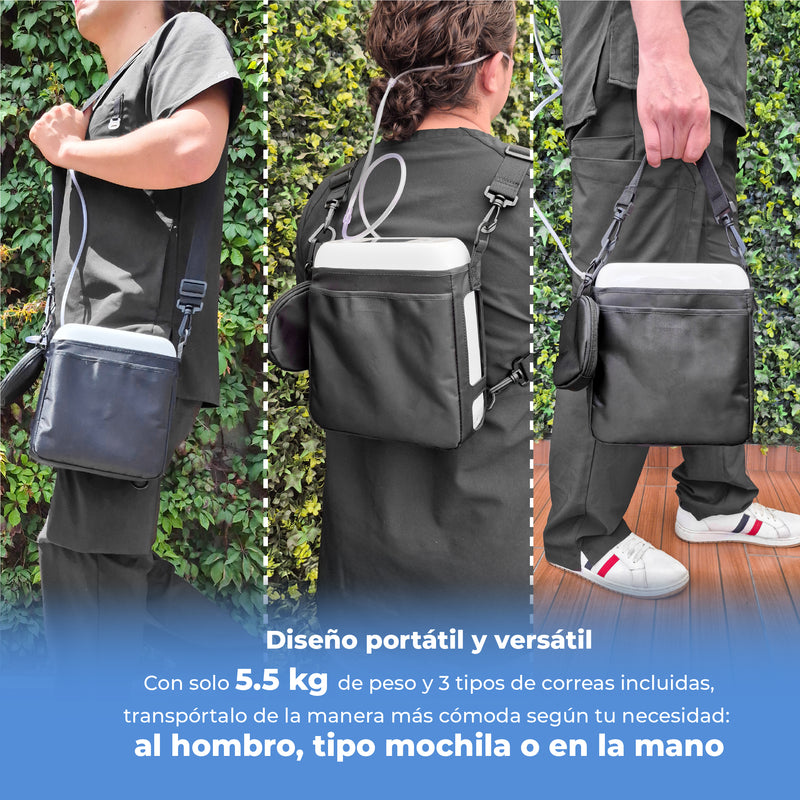 Concentrador de Oxígeno portátil recargable de 6 litros por minuto de grado médico con accesorios incluidos 8F-2A - Marca Handy