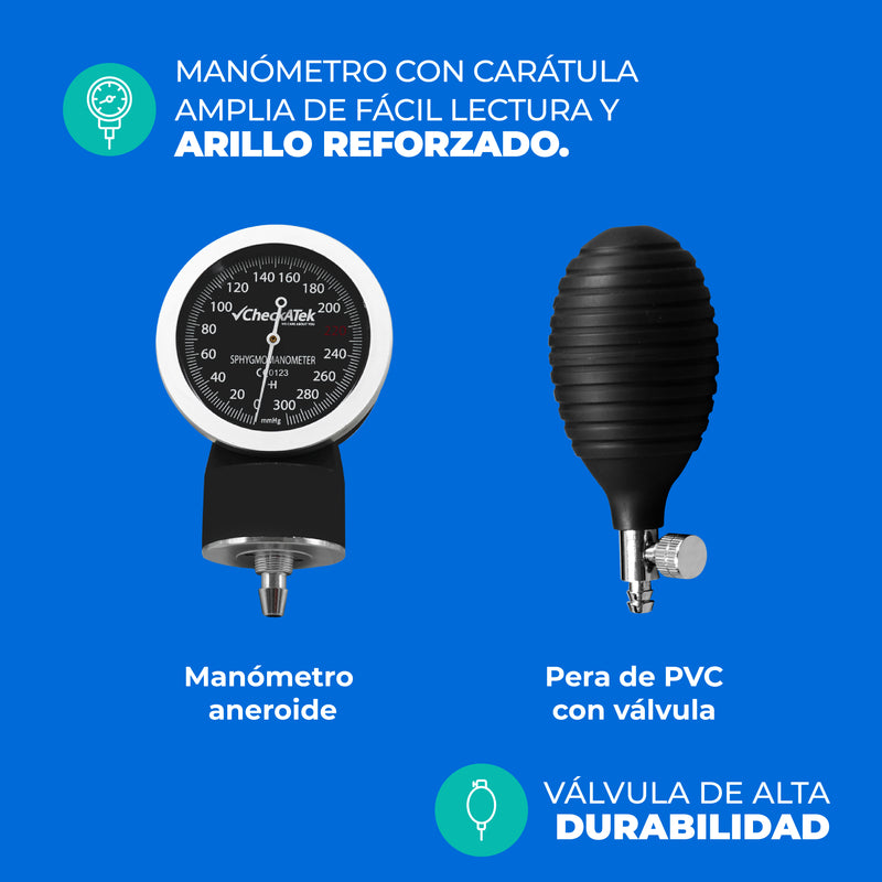 Set Profesional de Baumanómetro Aneroide y Estetoscopio Doble Incluye Estuche y Accesorios | Marca Checkatek
