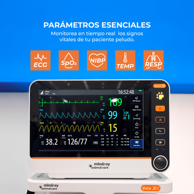 Monitor Veterinario Portátil para Signos Vitales VETAL3V Edición Naranja 🟠 - Marca Mindray Animal Care