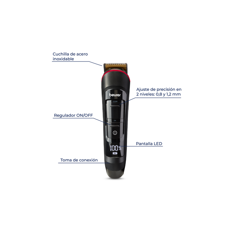 Rasuradora para Barba, Lavable con Cuchilla de Acero Inoxidable y Revestimiento de Titanio  MN4X - Marca Beurer