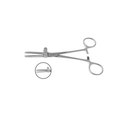 Pinza U.S para oclusion de tubo, quijada aserrada con guarda de 16 CM de longitud - Marca Hergom Medical