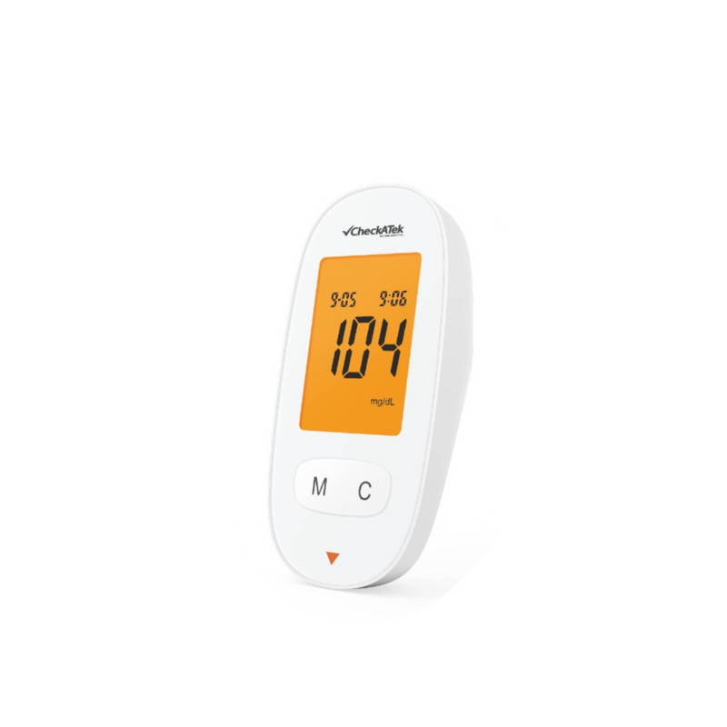 Medidor de glucosa en sangre con pantalla iluminada - Marca Checkatek