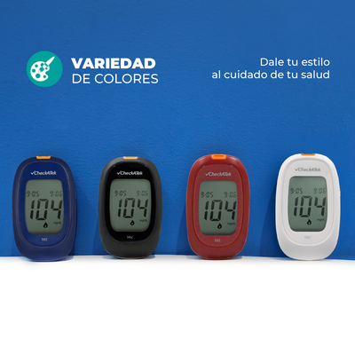 Glucómetro con 25 tiras reactivas, pluma disparadora y 25 lancentas para medir glucosa | Marca Checkatek