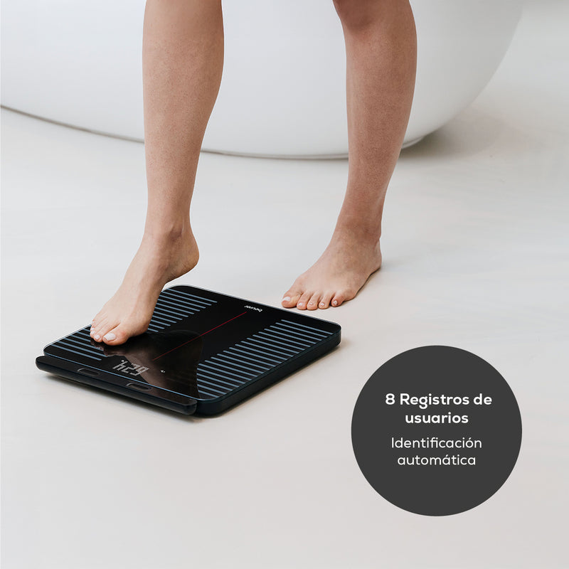 Báscula digital con 8 electrodos de barra extensible para análisis corporal completo con WIFI/Bluetooth® BF990  | Marca beurer®