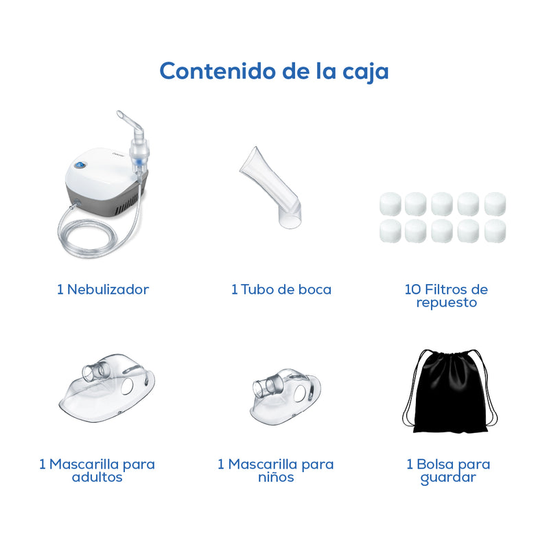 Nebulizador de compresor para niños o adultos con gran capacidad de nebulización modelo IH18 - Marca beurer®