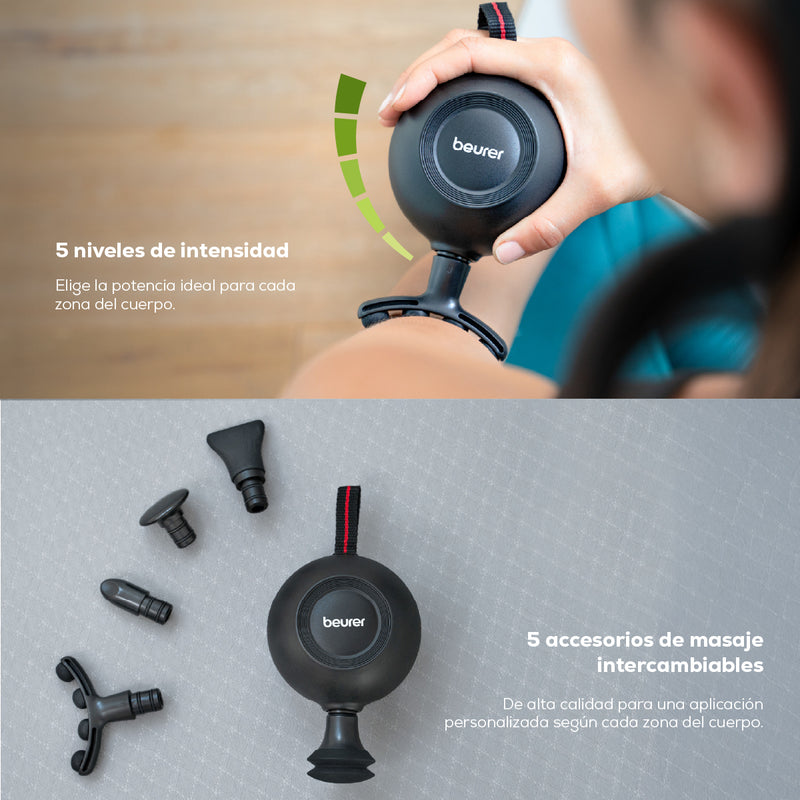 Pistola de masaje ergonómica con tecnología de sensor de presión MG101 - Marca Beurer