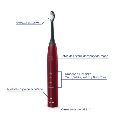 Cepillo de dientes eléctrico sónico SC30BF2025 limited edition cherry - Marca Beurer