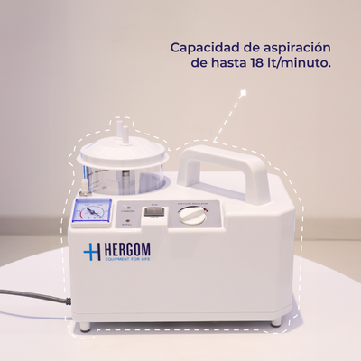 Aspirador de Flemas y Secreciones portátil de 18 L x minuto con batería recargable, Modelo 7E-D - Marca Hergom Aspiradores