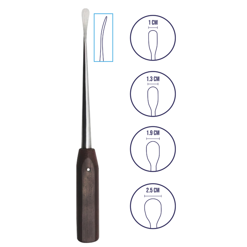 Periostotomo Cobb Legra con Mango de Madera Hergom Premium | Instrumento Quirúrgico de Acero inoxidable