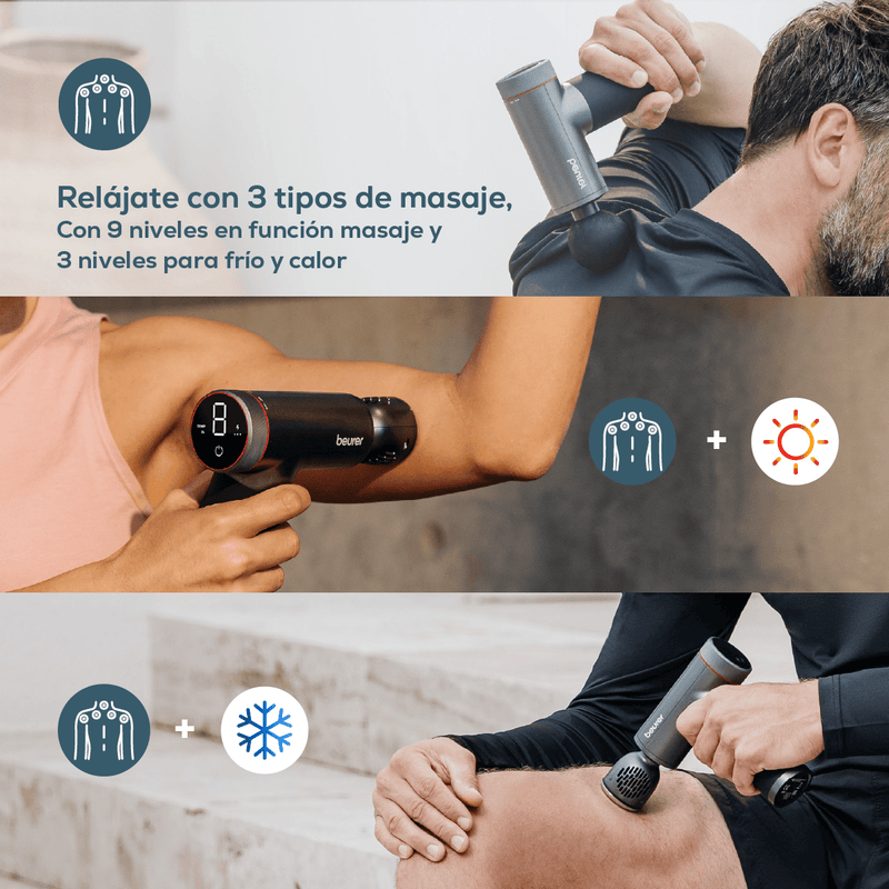 Pistola masajeadora por golpeteo con función frío/calor - MG195 Marca beurer