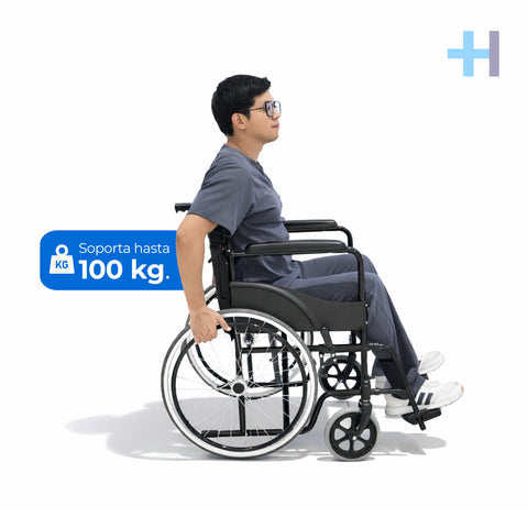 Silla de Ruedas Manual S100B para Adulto con Reposapiés Desmontables y Freno | Hasta 100 kg | Marca Handy