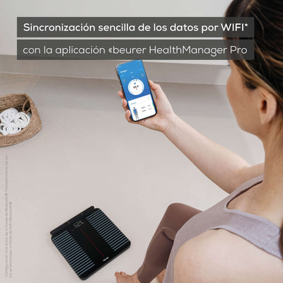 Báscula diagnóstica WIFI/Bluetooth® de 8 electrodos con parte de mano extensible para análisis corporal completo  BF990  / Marca beurer®