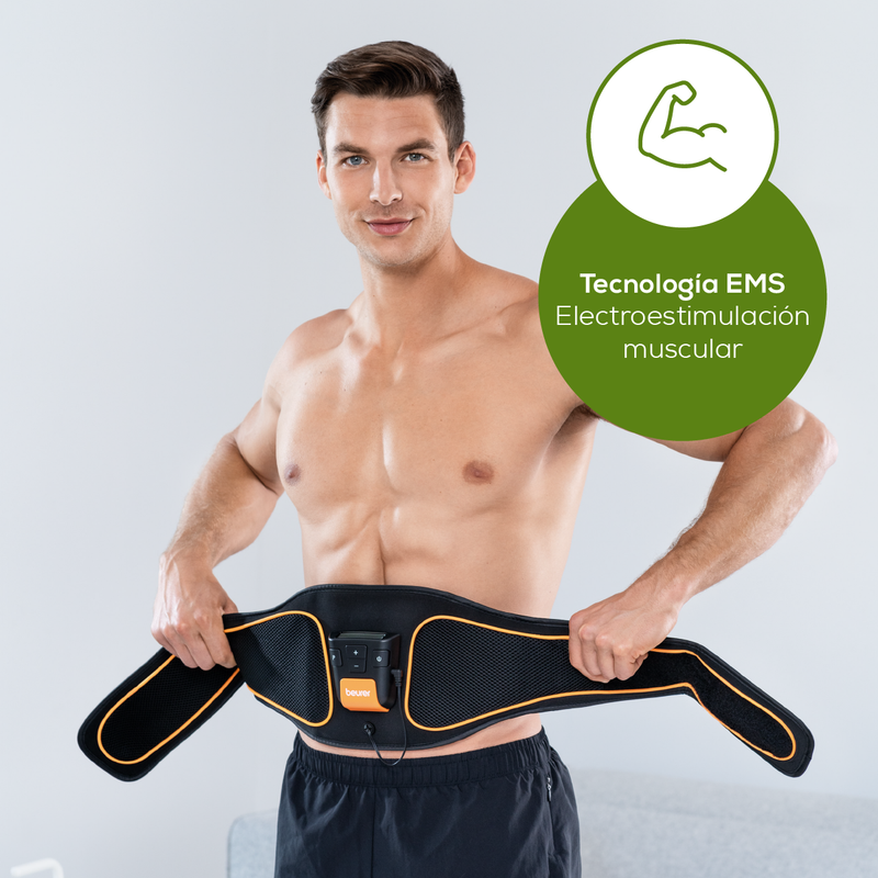 Cinturón Electroestimulador EM37 para Onificación Abdominal de 4 Electrodos y 5 Programas de Entrenamiento, Tamaño de 75 a 140 cm / EM37 Marca Beurer