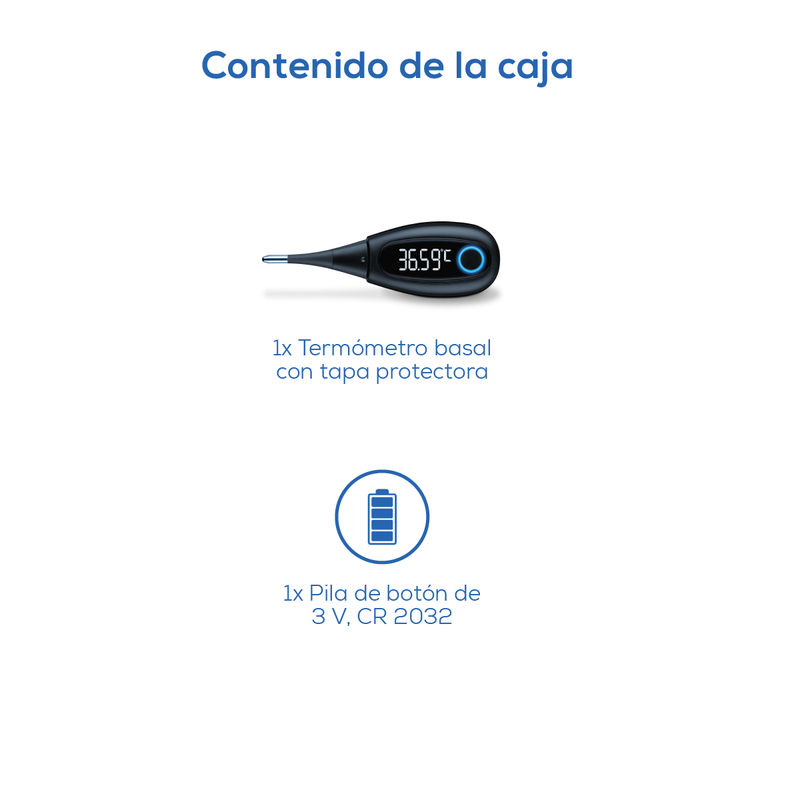 Termómetro basal resistente al agua OT30 Bluetooth de técnica de medición oral y vaginal - Marca Beurer