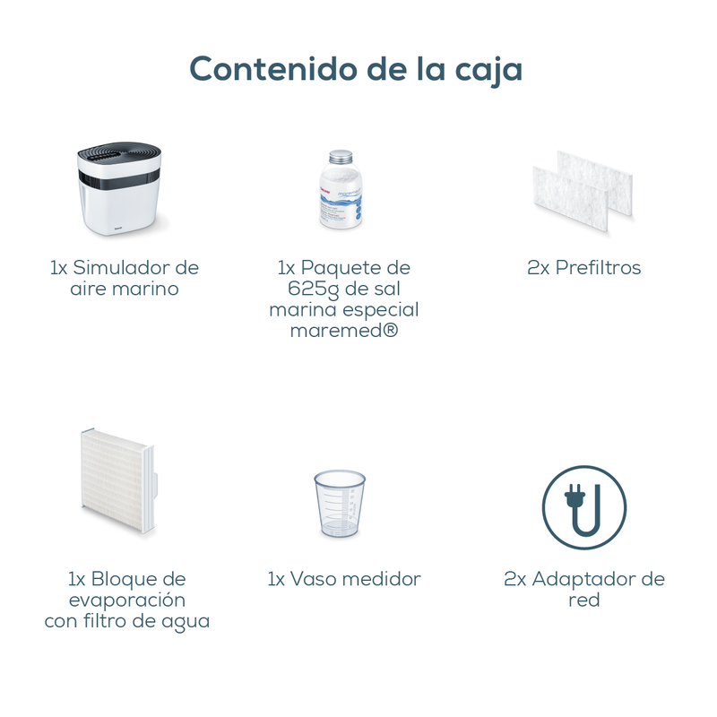 Humidificador y Purificador de Aire Maremed de Beurer. Nebulización de Finas Partículas de Sal Marina en el Aire del Ambiente / MK500 Marca Beurer