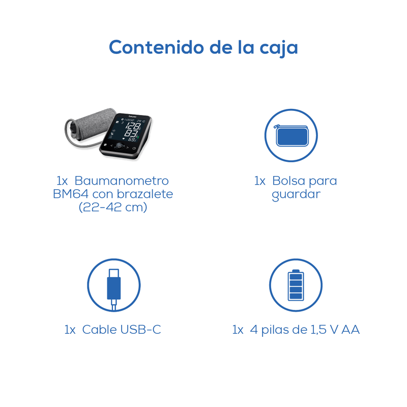 Tensiómetro BM64 - Con detección de fibrilación auricular (AFib) para la prevención de accidentes cerebrovasculares - Marca Beurer