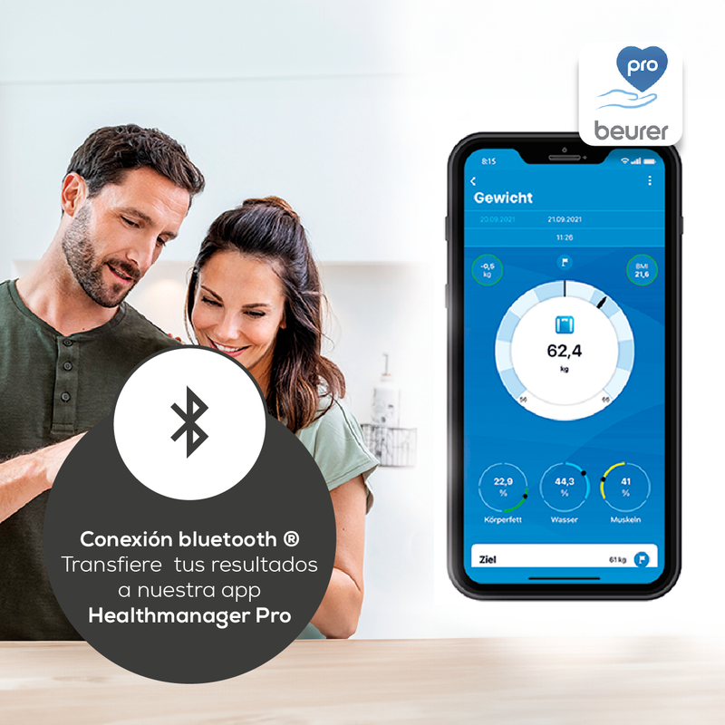 Báscula Diagnóstica BF105 de Cuerpo Completo con Bluetooth y 8 Electrodos para una Mayor Exactitud / BF105 Marcar Beurer