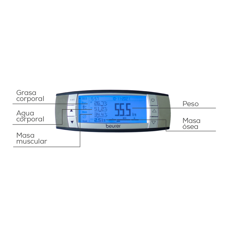 Báscula Diagnóstica BF105 de Cuerpo Completo con Bluetooth y 8 Electrodos para una Mayor Exactitud / BF105 Marcar Beurer