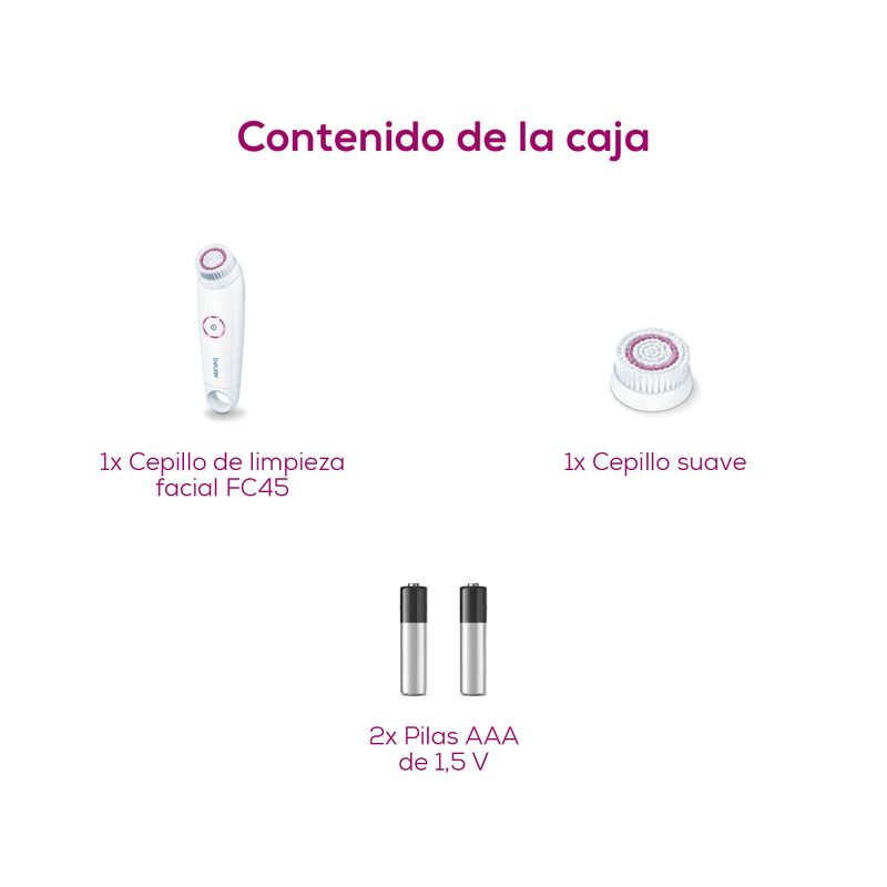 Cepillo Facial Limpiador Eléctrico Resistente al Agua que Proporciona una Limpieza 4 Veces Más Profunda que la Limpieza Manual / FC45 Marca Beurer