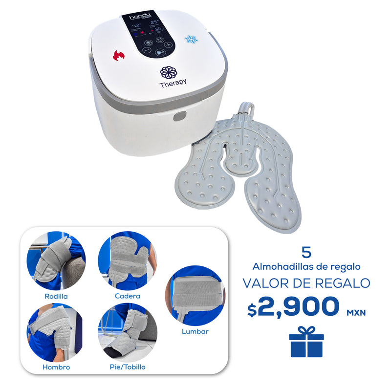 Kit Máquina de Crioterapia y Termoterapia + 1 almohadilla universal + 5 almohadillas para el cuerpo Modelo H600 - Marca Handy