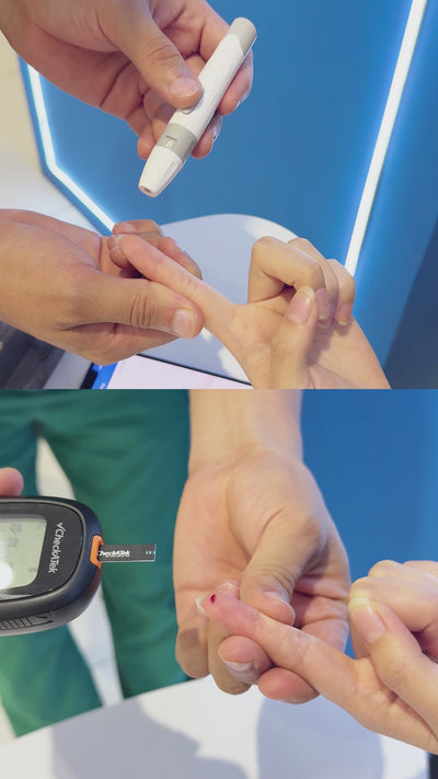 Glucómetro con 25 tiras reactivas, pluma disparadora y 25 lancentas para medir glucosa | Marca Checkatek