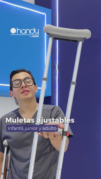 Muletas de aluminio ajustables para niño, joven o adulto, soportan hasta 120 KG por su estructura de alta resistencia Marca Handy