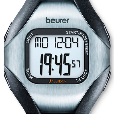 Reloj Medidor de pulso Touch de muñeca color Gris, Muestra el consumo calórico y grasa, pantalla con luz y Alarma - Marca Beurer