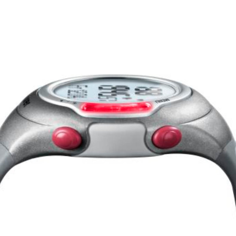Reloj Pulsómetro Digital de muñeca para medición precisa de Frecuencia Cardiaca, Sumergible hasta 30 Mts, Color Gris/Rojo - Marca Beurer